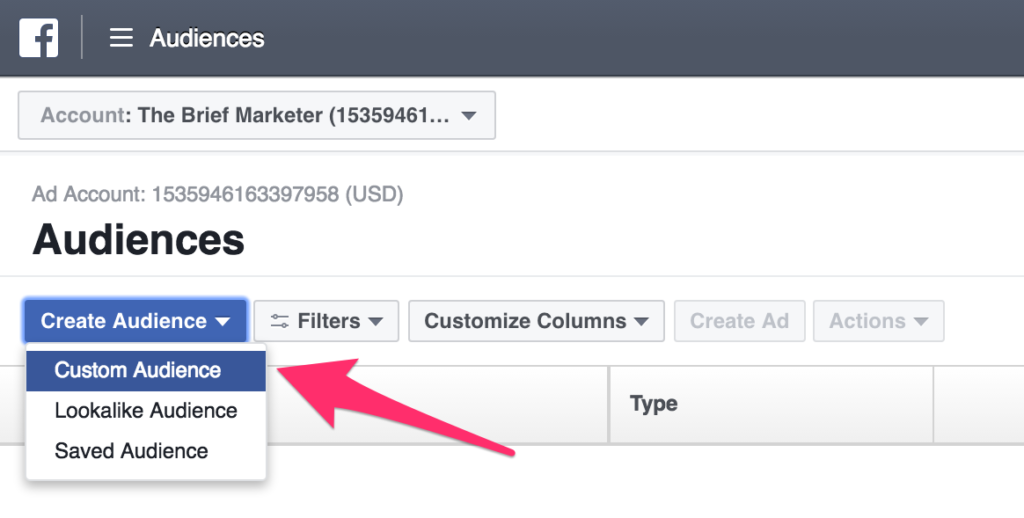 create custom audience in facebook ads manager