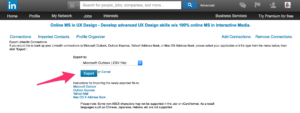 export linkedin .csv file