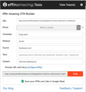 effin amazing utm builder chrome extension