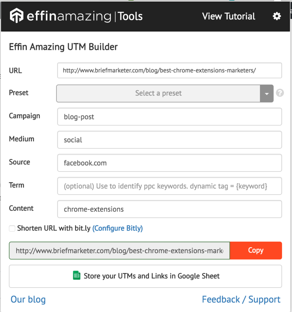 effin amazing utm builder chrome extension