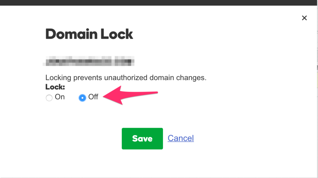 turn domain lock off in godaddy