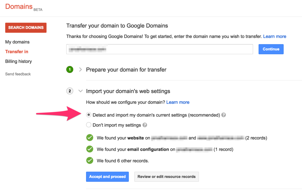 google domains import existing domain settings