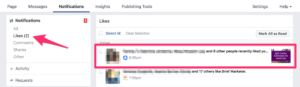 check your business page's notifications on facebook