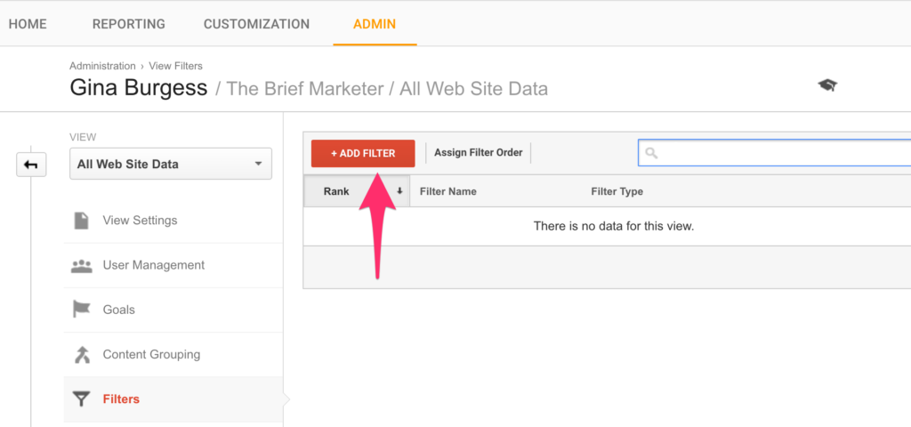 add a new filter in google analytics